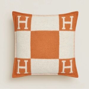 Orange and White Decorative Pillow